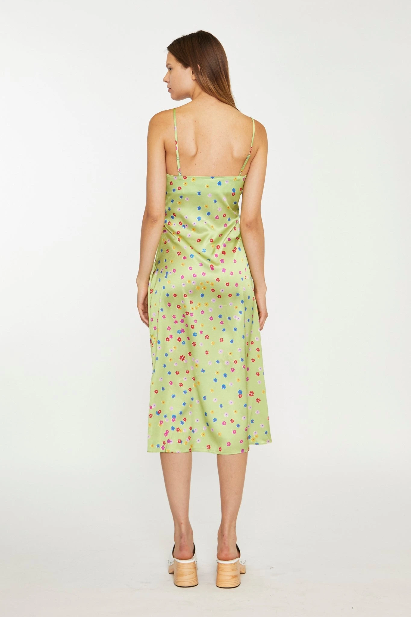 Glamorous Lime-Multi Daisy Bias-Cut Slip Midi-Dress - Image 4