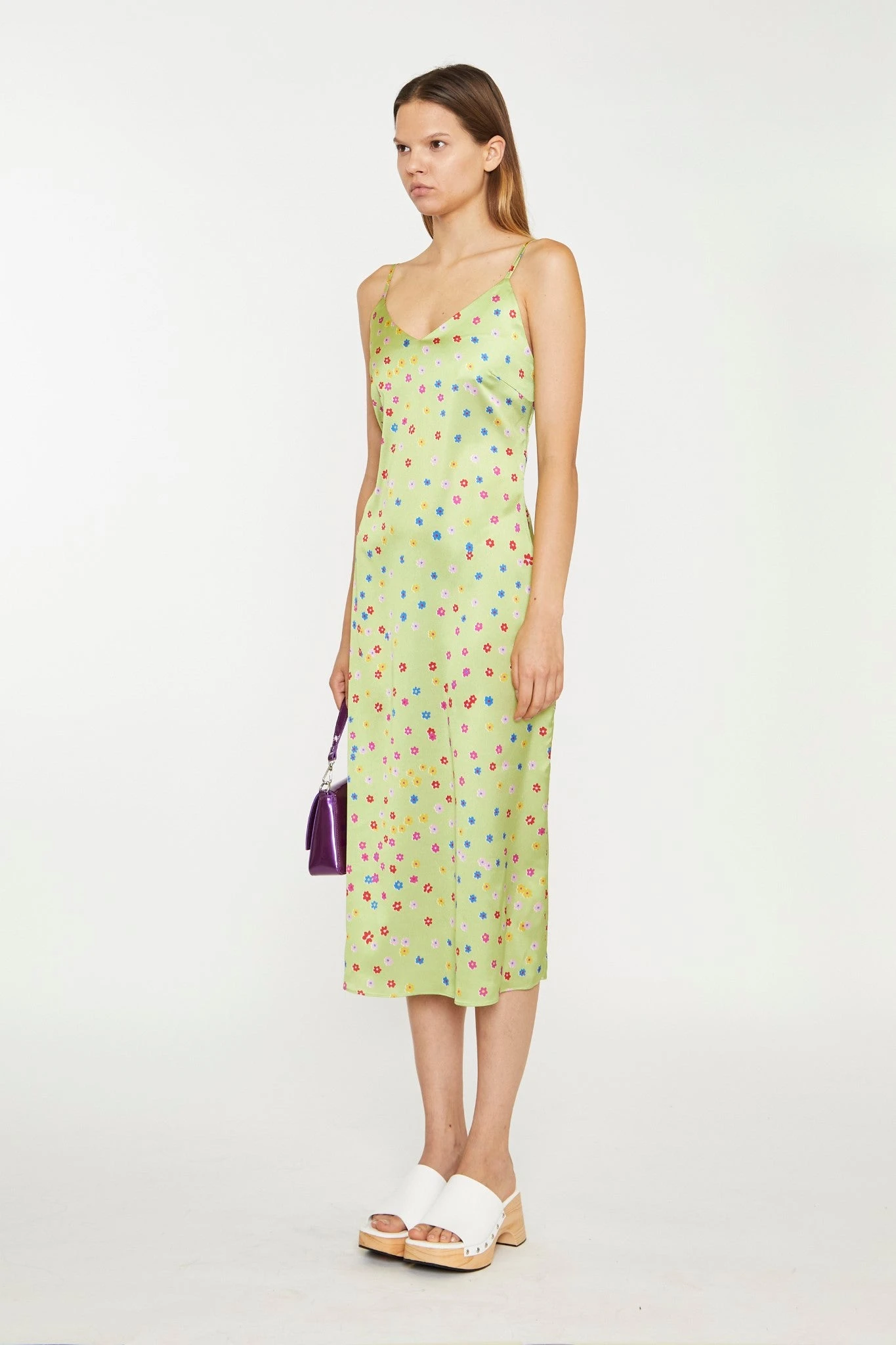 Glamorous Lime-Multi Daisy Bias-Cut Slip Midi-Dress - Image 2