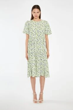 Glamorous Retro Daisy Tiered Midi-Dress