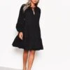 Glamorous Black Cotton Long Sleeve Smock Dress