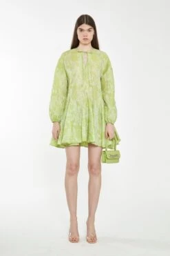 Glamorous Lime Organza Jacquard Oversized Mini-Dress
