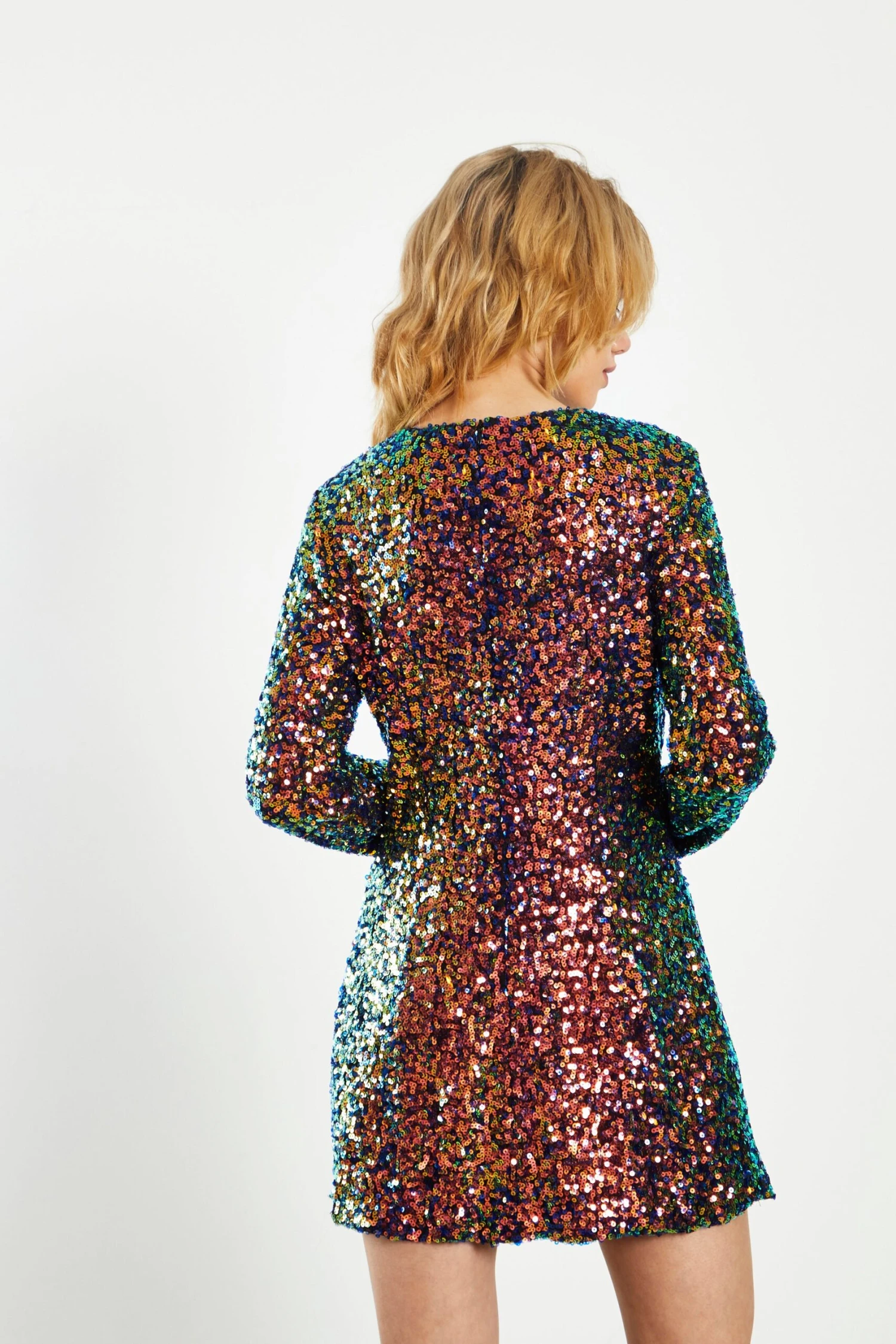 Glamorous Dark Iridescent Sequin Fitted Mini Dress - Image 2