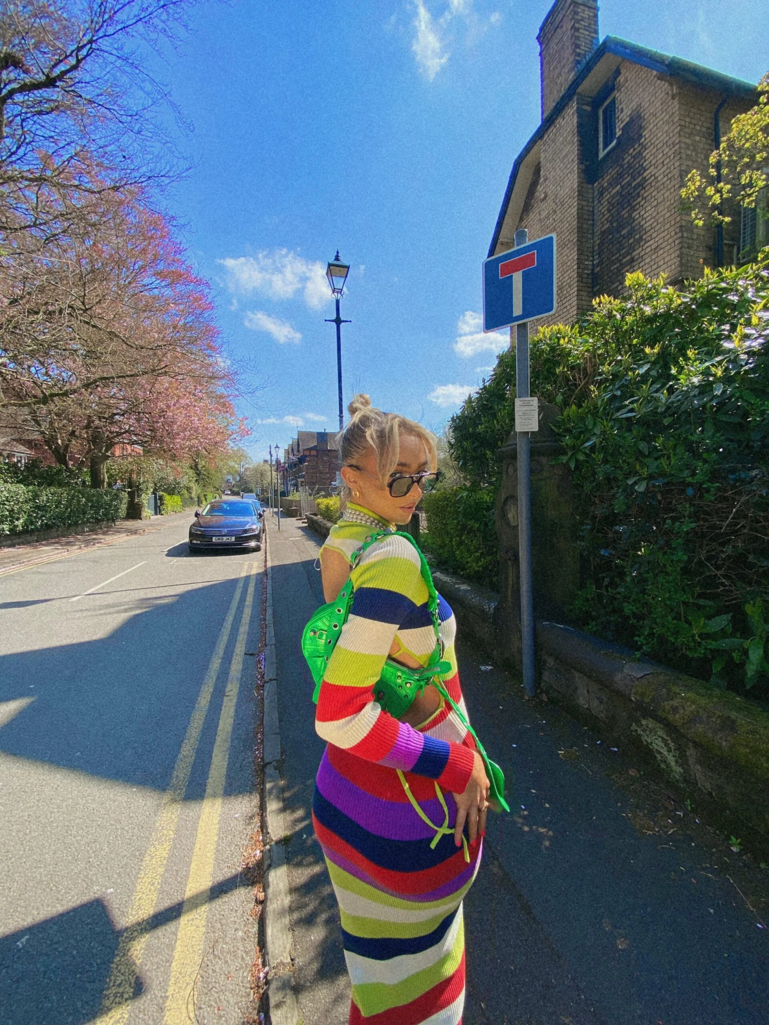 Glamorous Multi Stripe Knitted Midi Dress With Open Back - Image 3