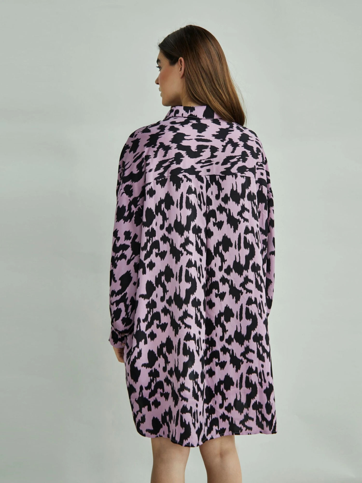 Glamorous Dusty Lilac Sketch Animal Print Shirt Dress - Image 4