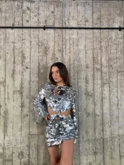 Glamorous Piper Cut-Out Mini Dress -Silver