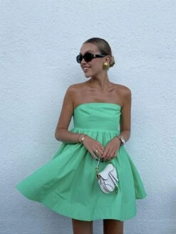 Glamorous Hayden Strapless Empire-Line Mini-Dress -Bright-Green