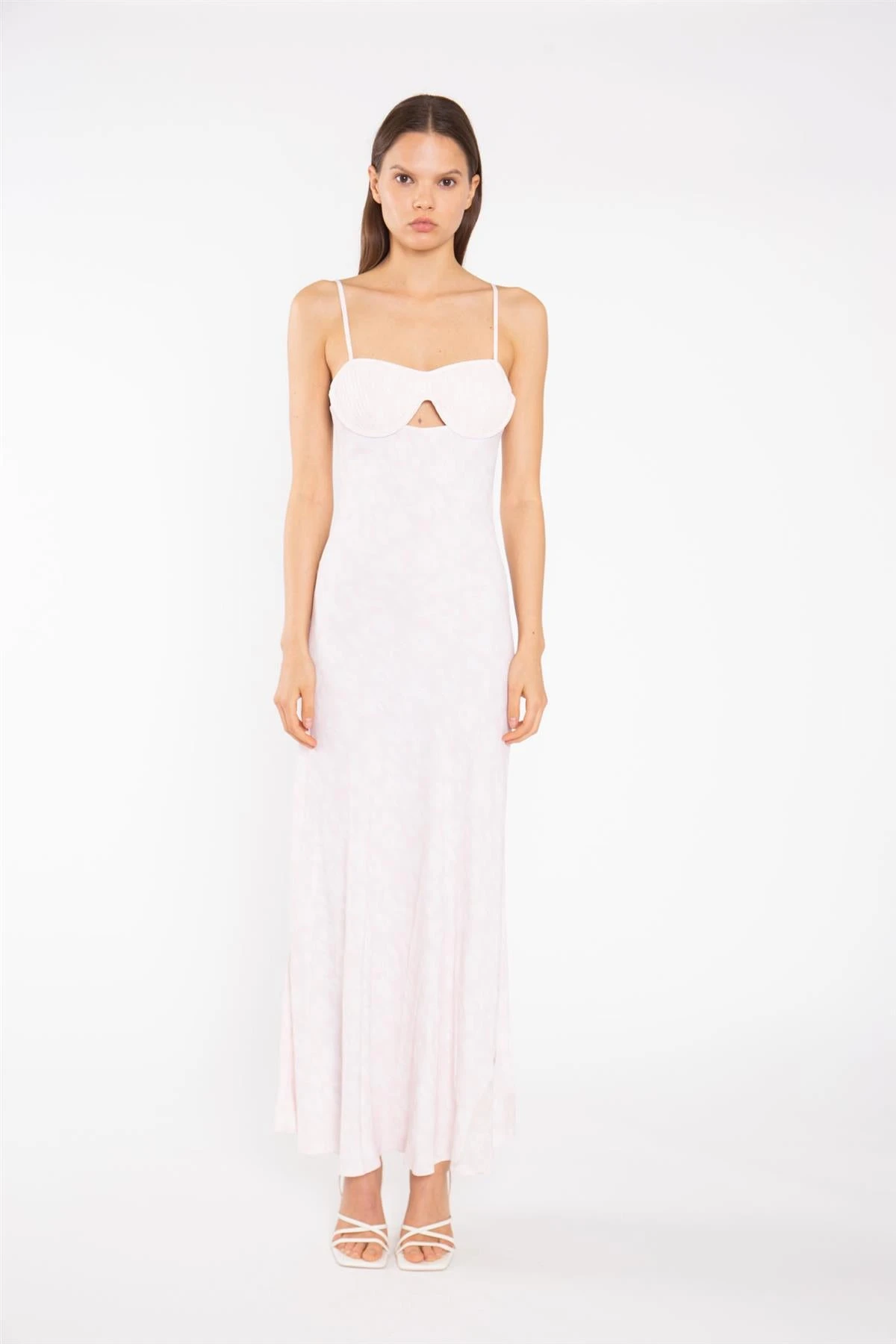 Glamorous Pink-Blurred Print Pleated Bust Midi-Dress - Image 3