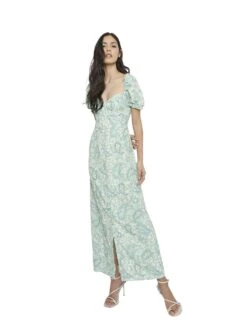 Glamorous Green Paisley Floral Midi Dress
